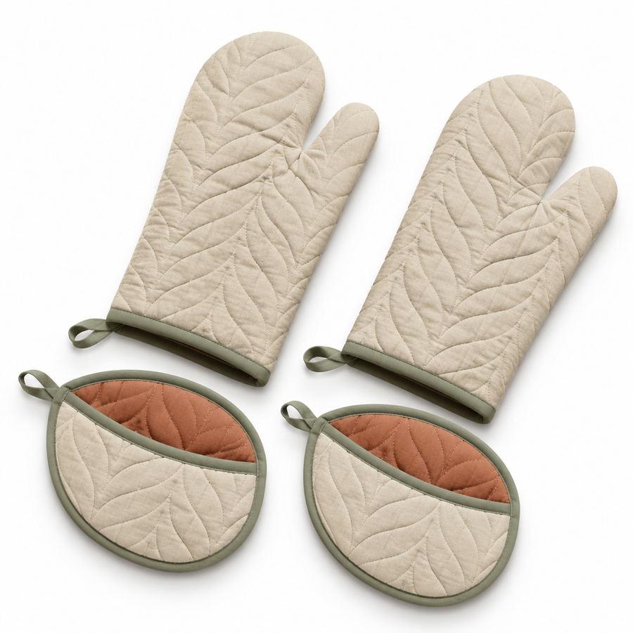FoldShell Oven Mitt and Pot Holder Set